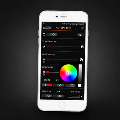 Napoleon EFCP — manufacturer eFIRE application image; phone not included