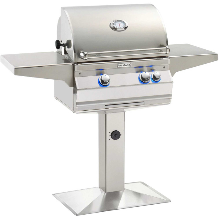 Fire Magic Aurora A430s 24" Patio Post Mount Grill with Analog Thermometer A430s-P6