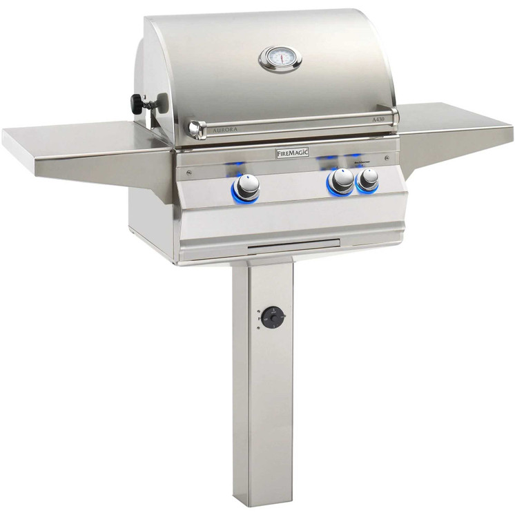 Fire Magic Aurora A430s 24" In-Ground Post Mount Grill With Analog Thermometer