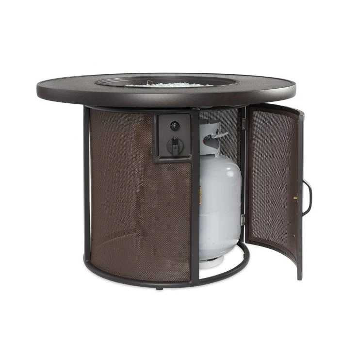 Outdoor Greatroom Brown Stonefire Round Gas Fire Pit Table SF-32-K