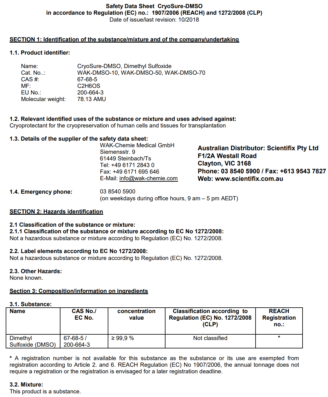 Cryosure DMSO