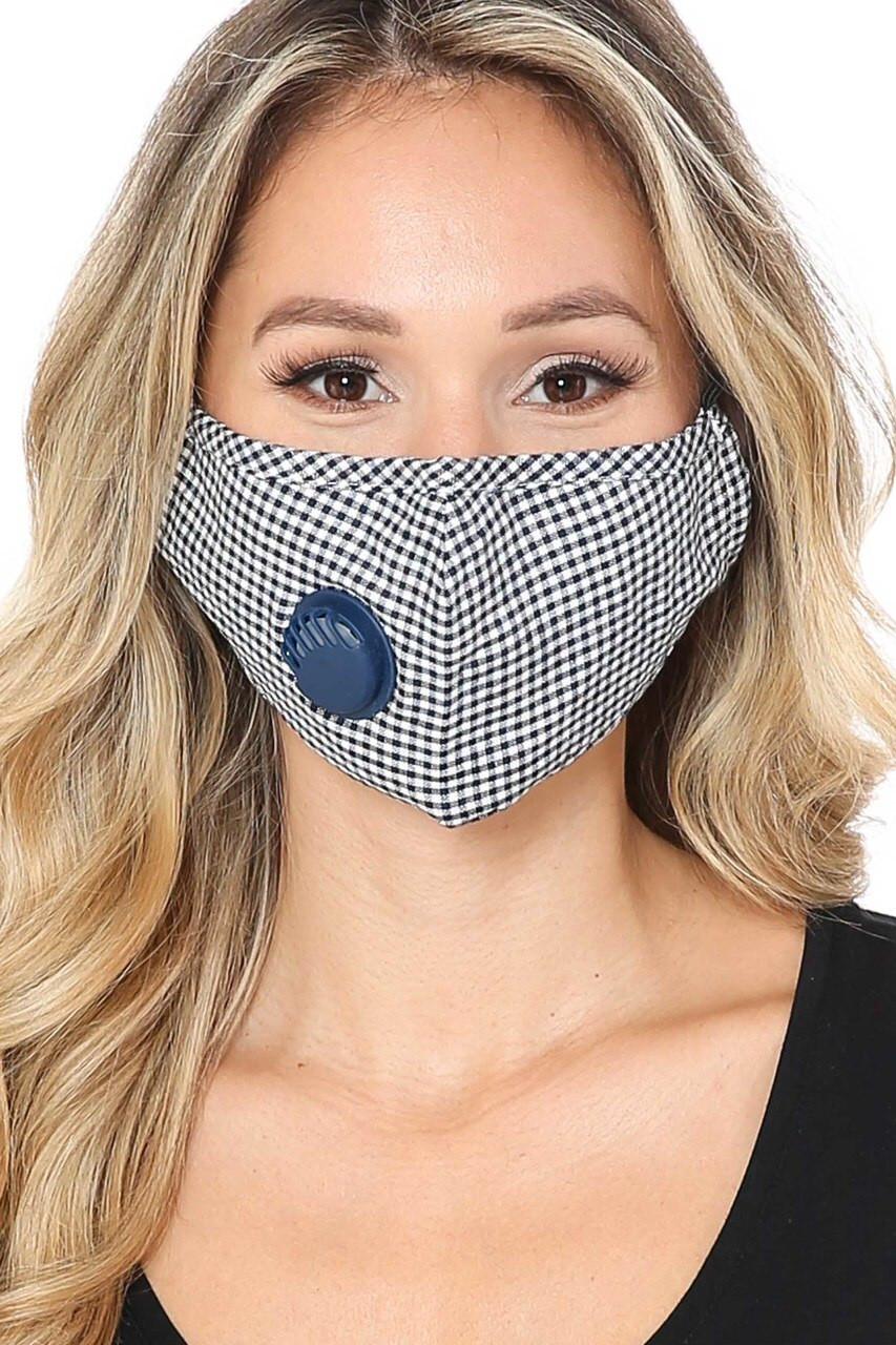 Checkered Plaid Face Mask with Air Valve