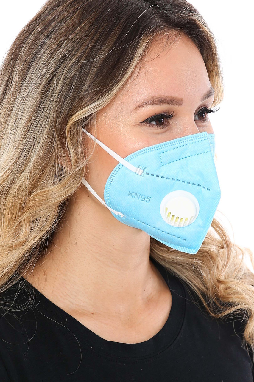 Blue KN95 Face Mask with Air Valve - Individually Wrapped