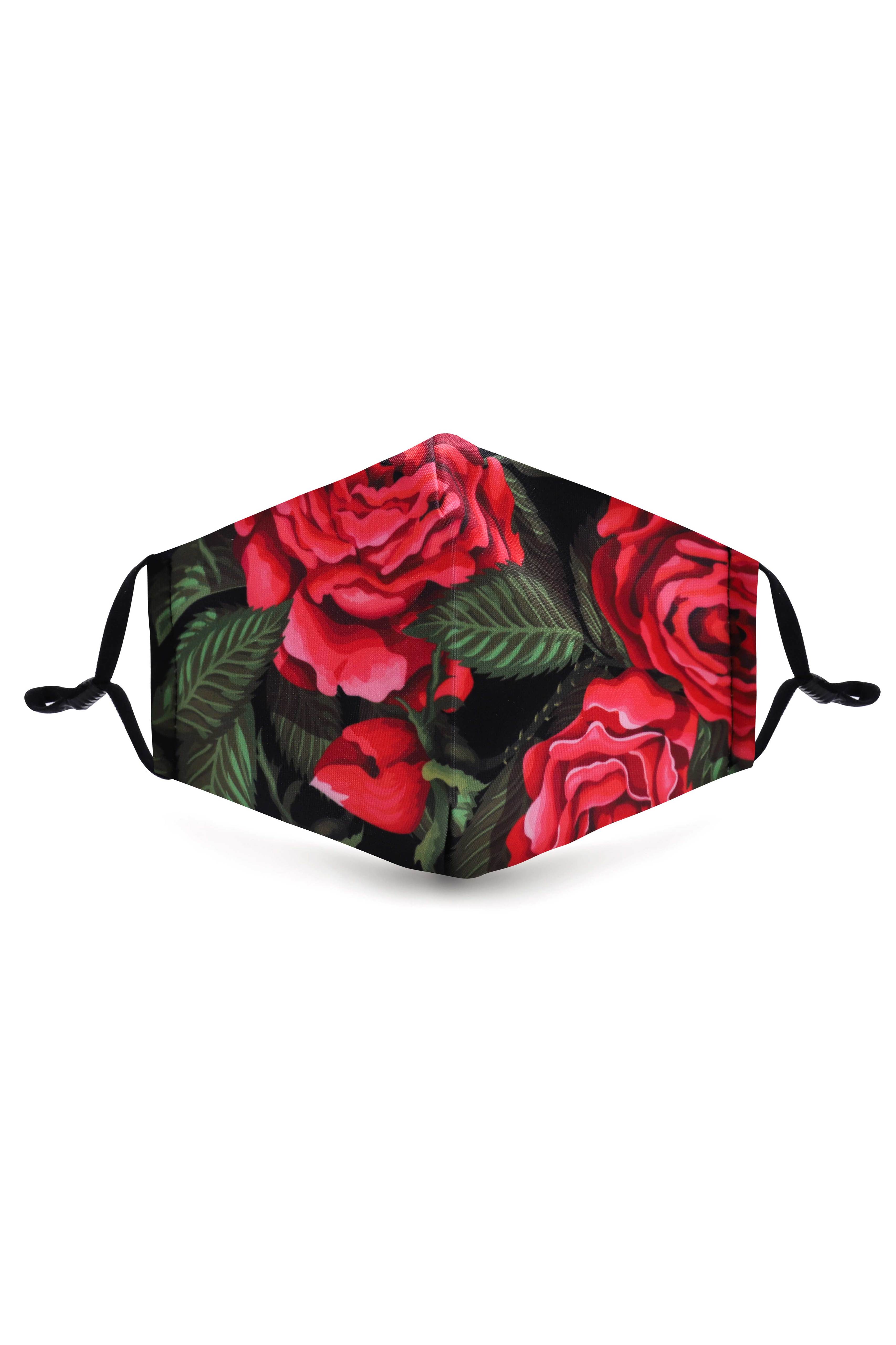 Red Rose Graphic Print Face Mask