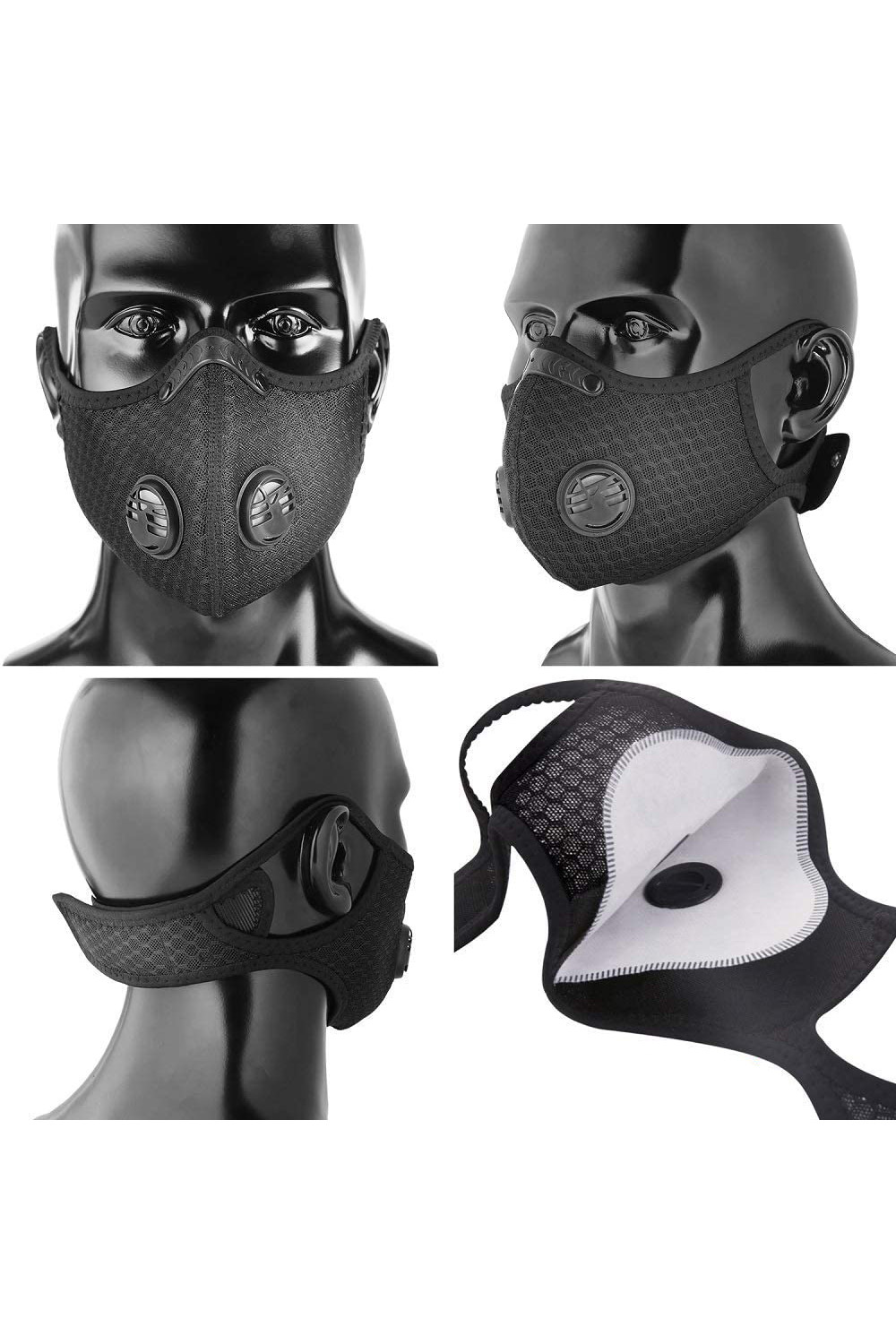 Navy Blue Dual Valve Mesh Sport Face Mask with PM2.5 Filter