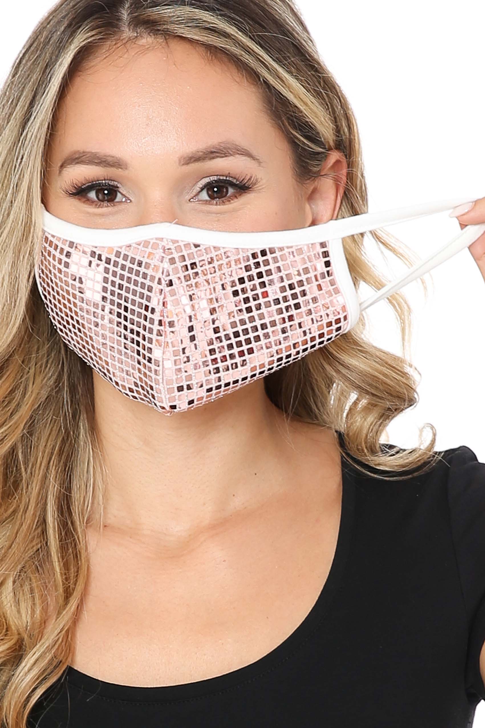 Square Bling Sequin Fashion Face Mask - Made in USA