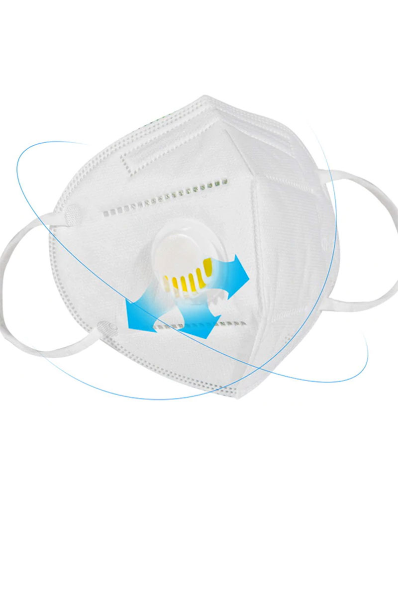 White KN95 Face Mask with Air Valve - Individually Wrapped
