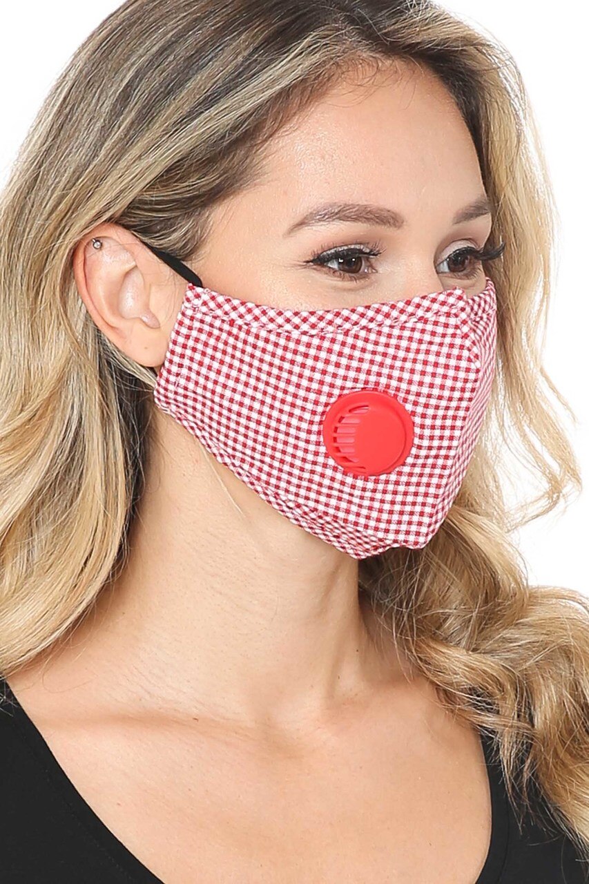 Checkered Plaid Face Mask with Air Valve