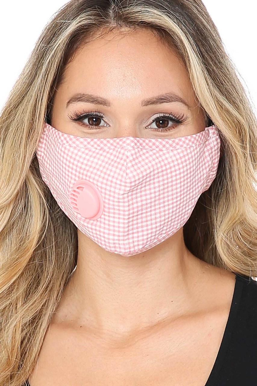 Checkered Plaid Face Mask with Air Valve