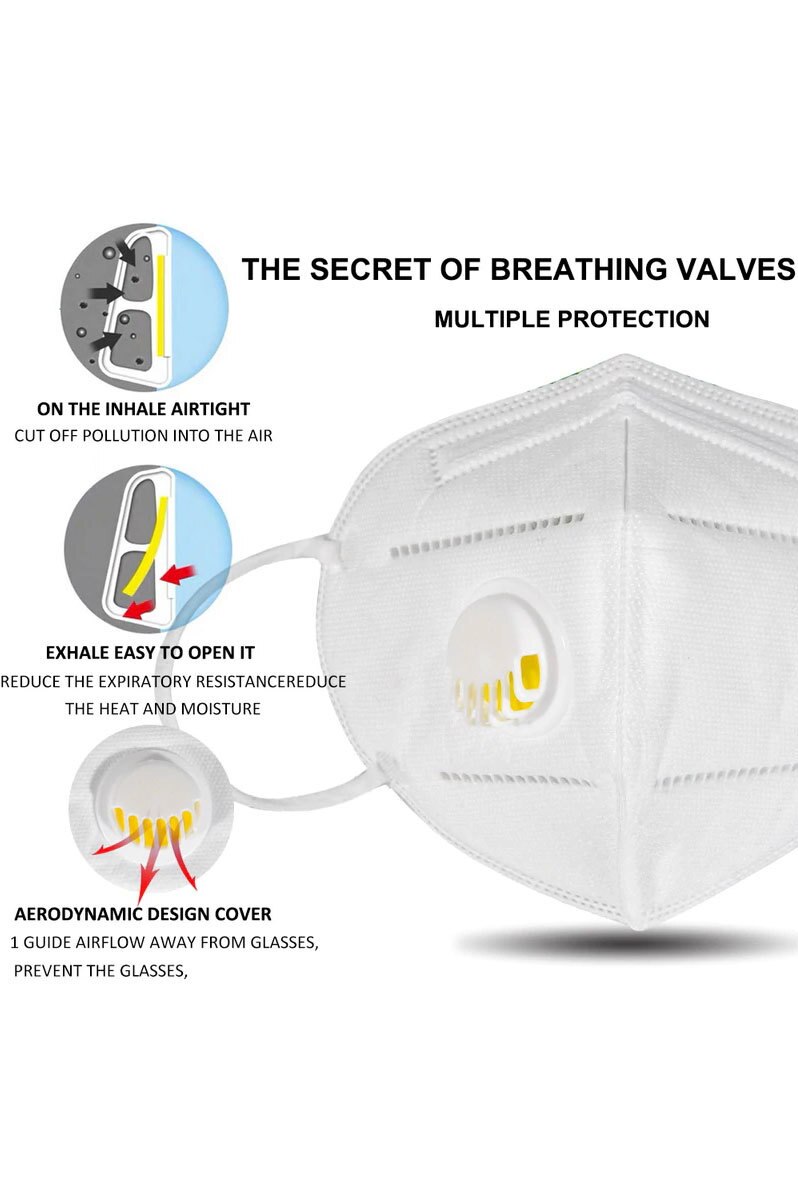 More Features KN95 Face Mask with Air Valve - Individually Wrapped
