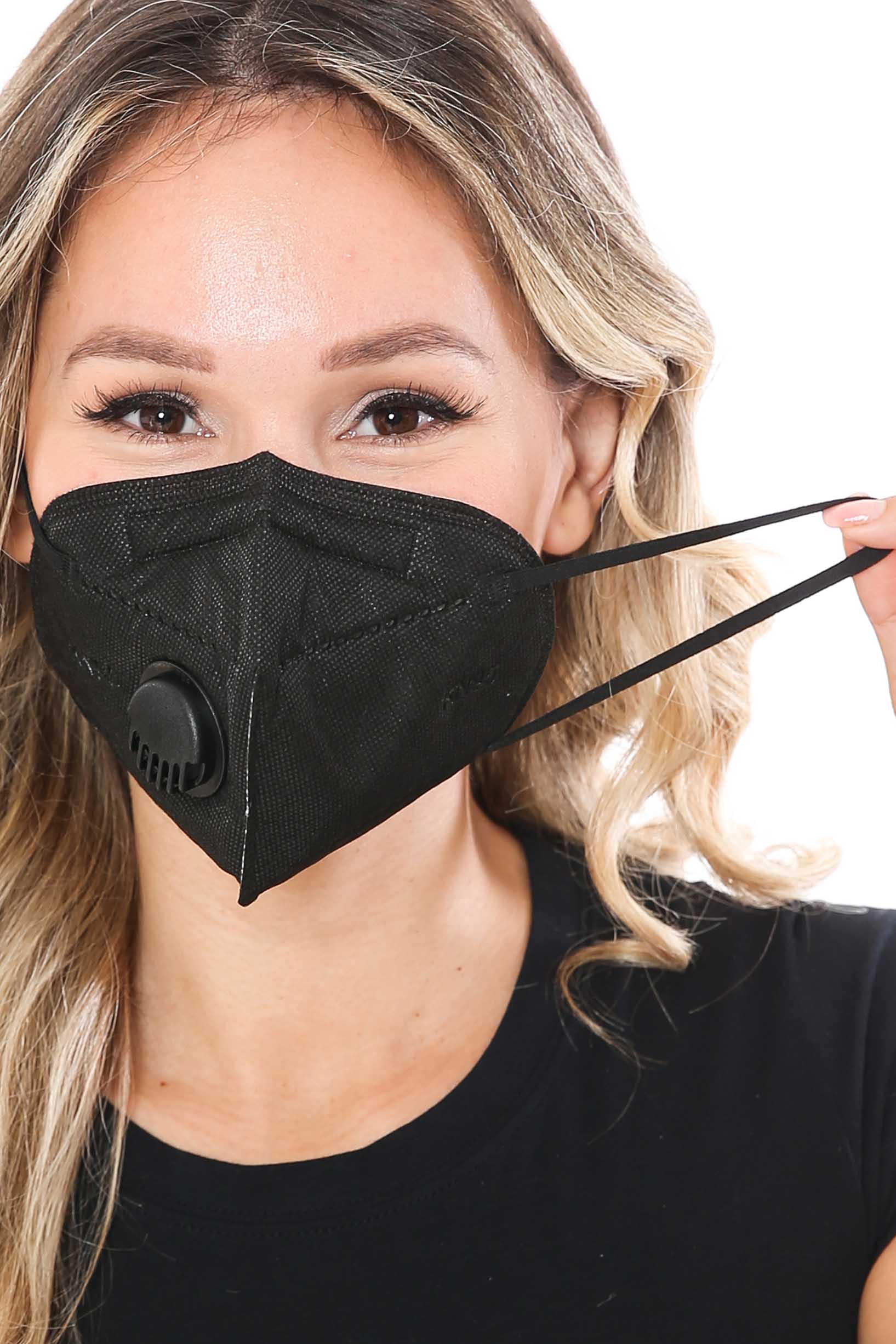 Black KN95 Face Mask with Air Valve - Individually Wrapped