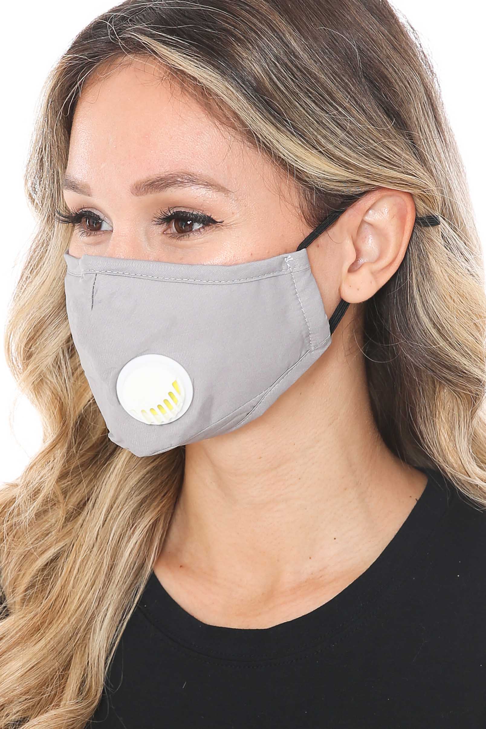 Solid Color Face Masks with Air Valve and Filter Pocket