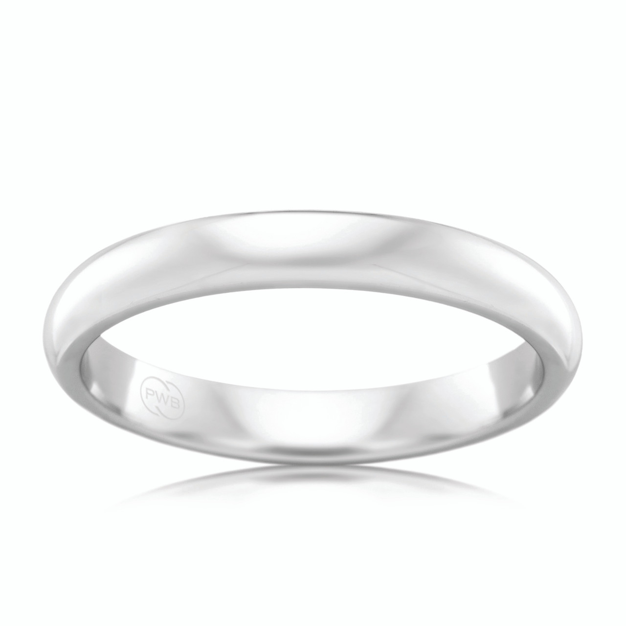 9ct White Gold Ezi Fit High Dome Wedding Ring - Main Image