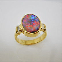 Bespoke Feature: 18ct Yellow Gold Opal & Diamond Ring