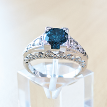 Bespoke Feature: 18ct White Gold Blue Diamond Antique Style Ring