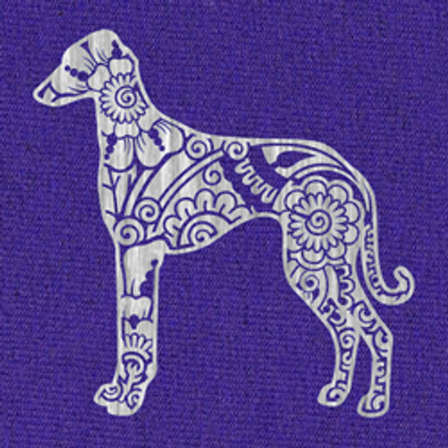 Azawakh, silver on purple t-shirt