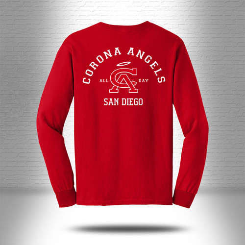 Corona Angels Adult Longsleeve Shirt, Red - $28.00