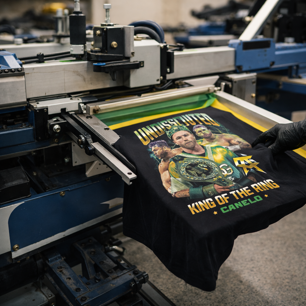Screen printing press in production