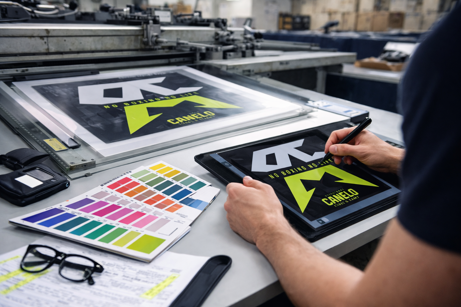 Custom artwork being prepared for screen printing