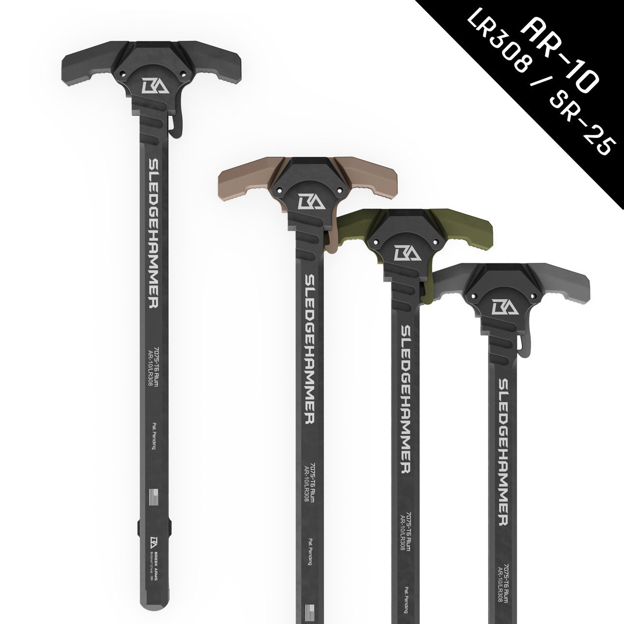 The SLEDGEHAMMER Mod2 AR-10 / LR308 Ambidextrous Charging Handle