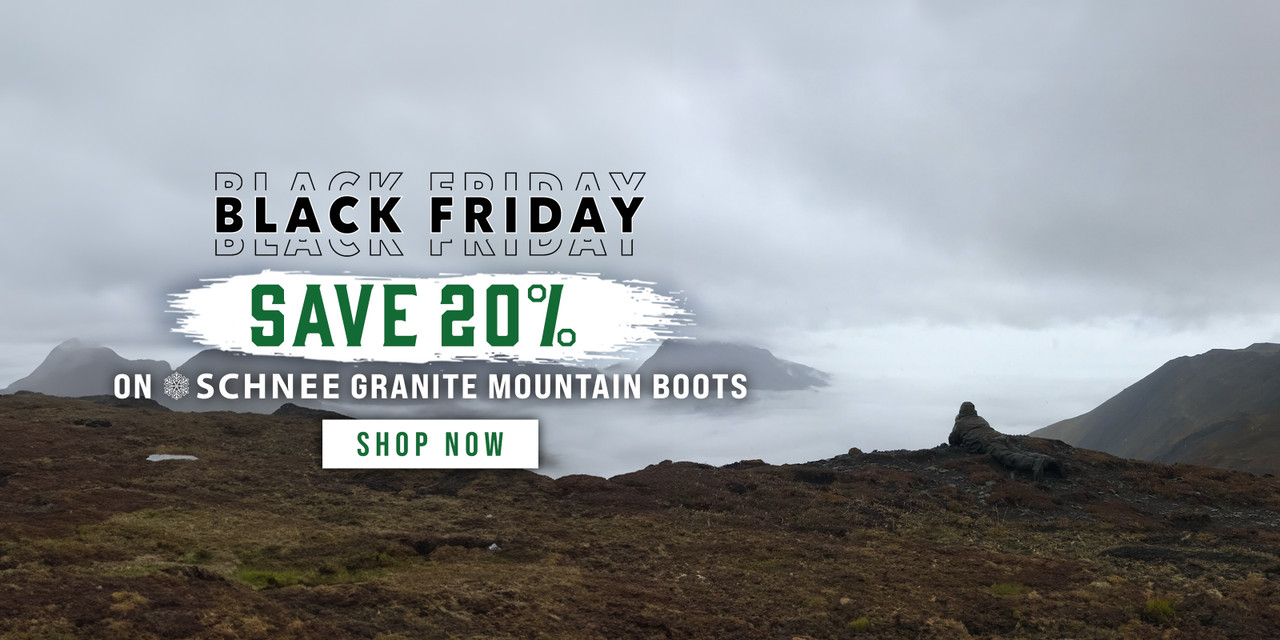 Schnee Black Friday Sale | Save 20% on Granite Mountain Boots!
