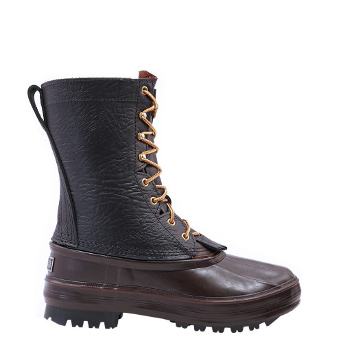 Side view of the Black Bison Hunter II Pac Boot, showcasing the premium 6oz USA tanned black bison leather upper, with a durable and flexible design built for late-season hunting in harsh conditions.