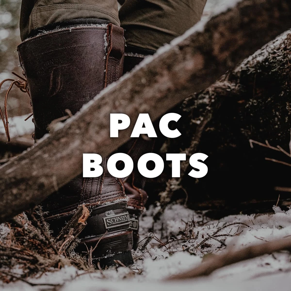 Schnee Legendary Pac Boots, handcrafted with leather, brass, nylon, and Thinsulate™ insulation for warmth, durability, and traction in extreme winter conditions.