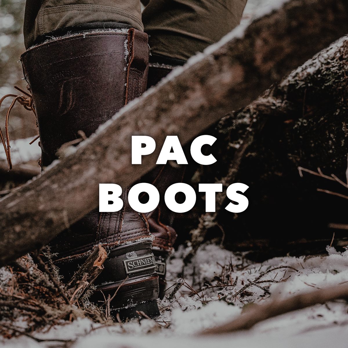Schnee Legendary Pac Boots, handcrafted with leather, brass, nylon, and Thinsulate™ insulation for warmth, durability, and traction in extreme winter conditions.