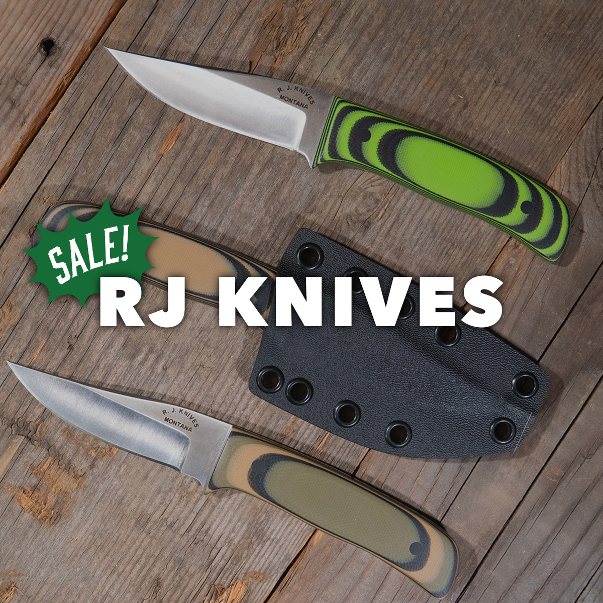 Montana made, custom RJ Knives, crafted from high-carbon steel and stainless steel for sharpness, durability, and ergonomic comfort.