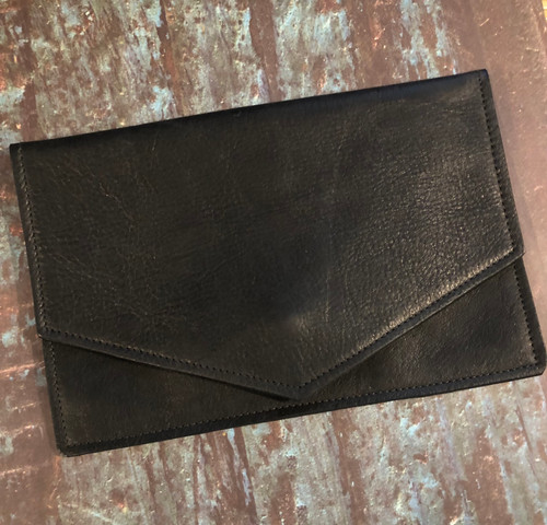 Leather A Flat Pouch - Black