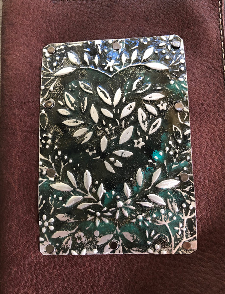 Leather notebook - Heart and Flowers