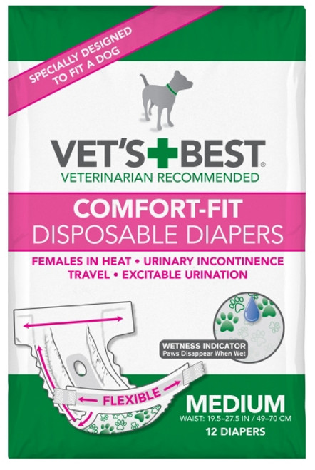 Comfort-Fit Disposable Female Diapers MED (12 Pack)