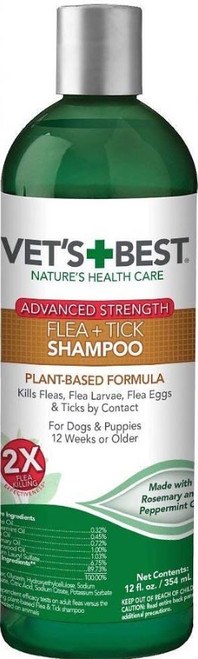 Vet's Best Advanced Strength Flea and Tick Dog Shampoo, 12-oz bottle