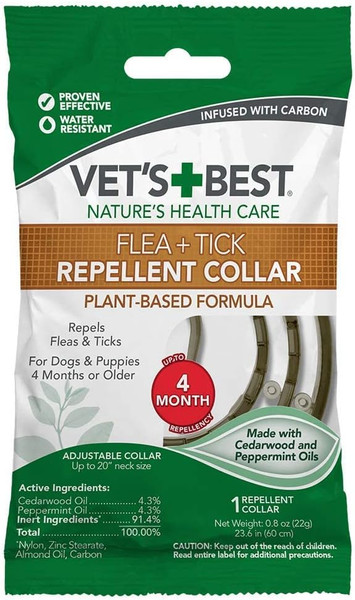 Vet's Best Flea and Tick Repellent Collar for Dogs - Flea and Tick Prevention for Dogs - Plant-Based Ingredients - Small to Large Dog Flea Collar - Up to 20” Neck Size