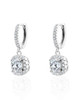 Luna Cushion Halo Drop Earrings – Sterling Silver – 6.5 mm