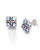 Blue Topaz Vintage Stud Earrings – Oxidized Sterling Silver