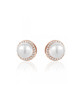 Pearl Halo Stud Earrings — Rose Gold Plated