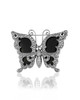 Onyx Butterfly Brooch — Oxidized Sterling Silver