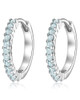 Sky Blue Pavé Huggie Earrings — Sterling Silver
