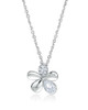 Floral Cubic Zirconia Pendant Necklace — Sterling Silver