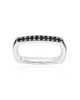 Soft Square Black Pavé Ring – Sterling Silver