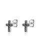 Marcasite Cross Stud Earrings – Oxidized Sterling Silver