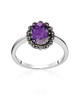 Amethyst & Marcasite Oval Ring – Sterling Silver