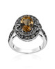 Citrine & Marcasite Oval Ring – Sterling Silver
