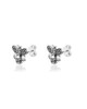 Marcasite Bee Stud Earrings – Oxidized Sterling Silver