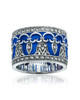 Blue Enamel & Marcasite Statement Ring – Sterling Silver