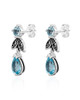 Blue Topaz & Marcasite Drop Earrings – Oxidized Sterling Silver