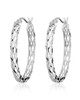 Diamond-Cut Oval Hoop Earrings – Sterling Silver