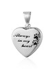 “Always in My Heart” Paw Print Urn Pendant – Sterling Silver
