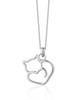 Cat & Heart Pendant Necklace – Sterling Silver